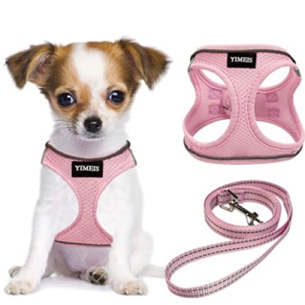 Pink Dog Harness and Leash Set